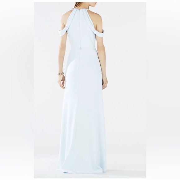 NWT BCBG MAXAZRIA PALE BLUE KATHYA DRAPED CUTOUT GOWN XVR69F43/L556A SIZE 10 - Picture 3 of 6